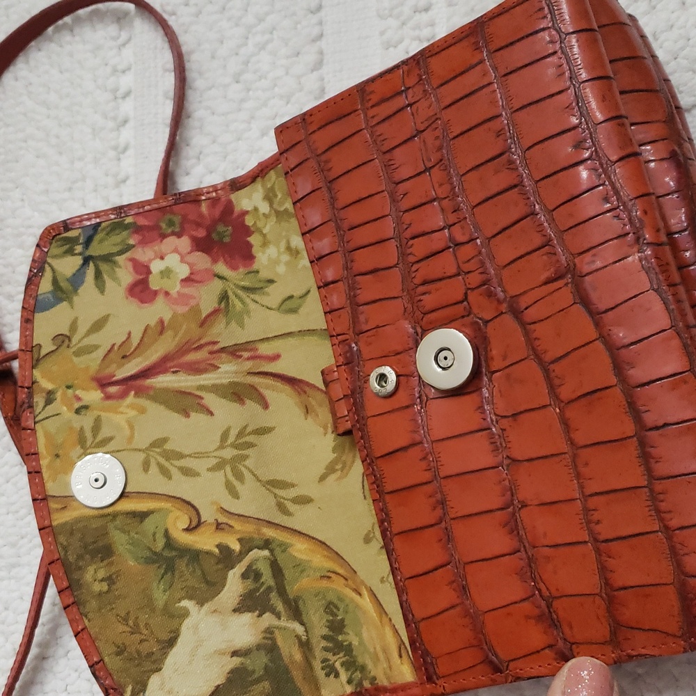 BRIGHTON ORANGE CROCODILE PATTERN CROSSBODY BAG - Picture 4 of 16